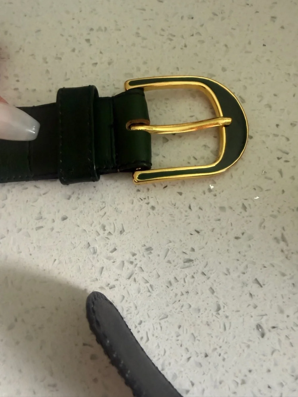 Vintage Yves Saint Laurent YSL Green Leather Belt Gold Tipped Size 80 / 32 - Picture 2 of 7